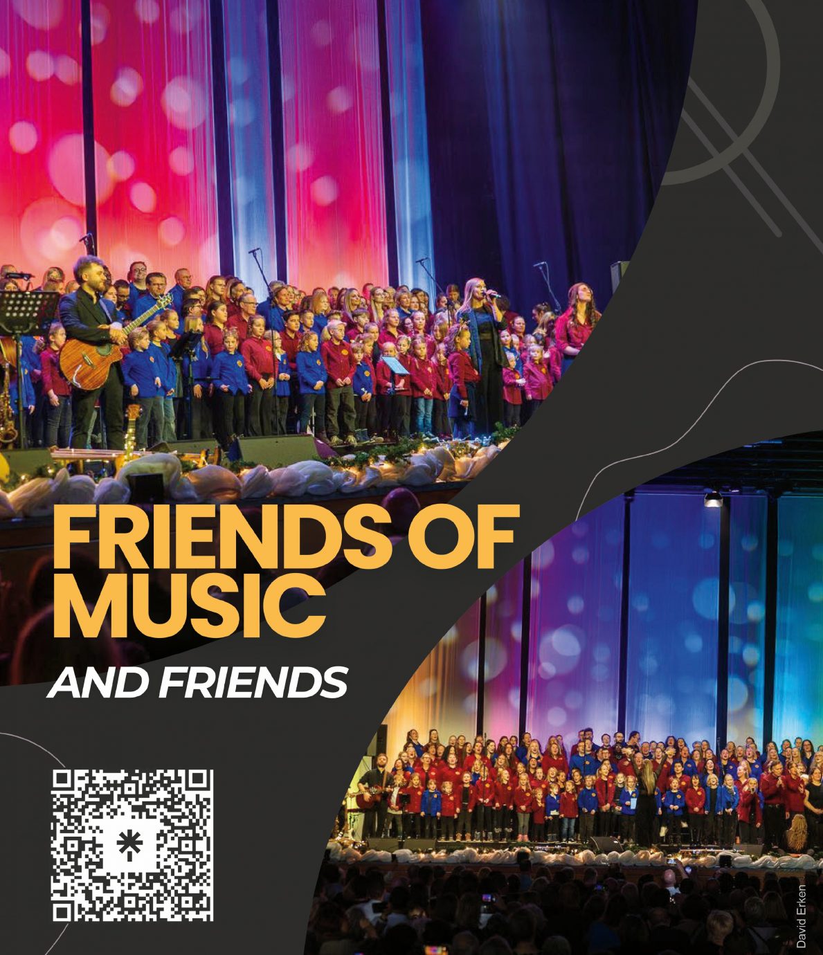 Konzert „Friends of Music and Friends“ im MEDIO.RHEIN.ERFT Bergheim mit großem Chorensemble auf der Bühne